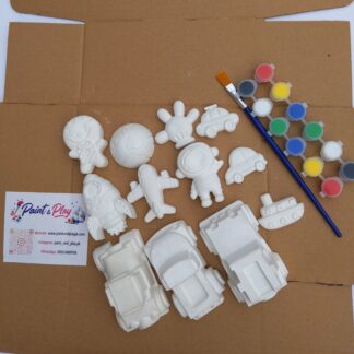 large transport & space diy plaster painting kit for kids – pakistan