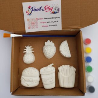 medium fast food & fruit diy plaster painting kit for kids – pakistan