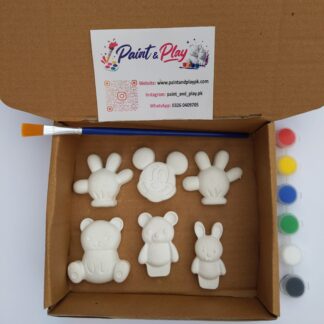 medium teddy & mickey diy plaster painting kit for kids – pakistan
